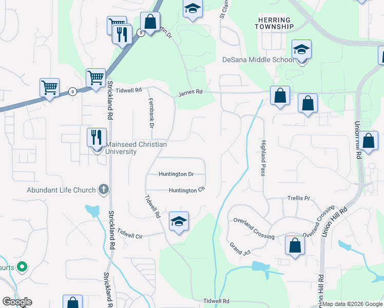 map of restaurants, bars, coffee shops, grocery stores, and more near 160 White Pines Drive in Alpharetta
