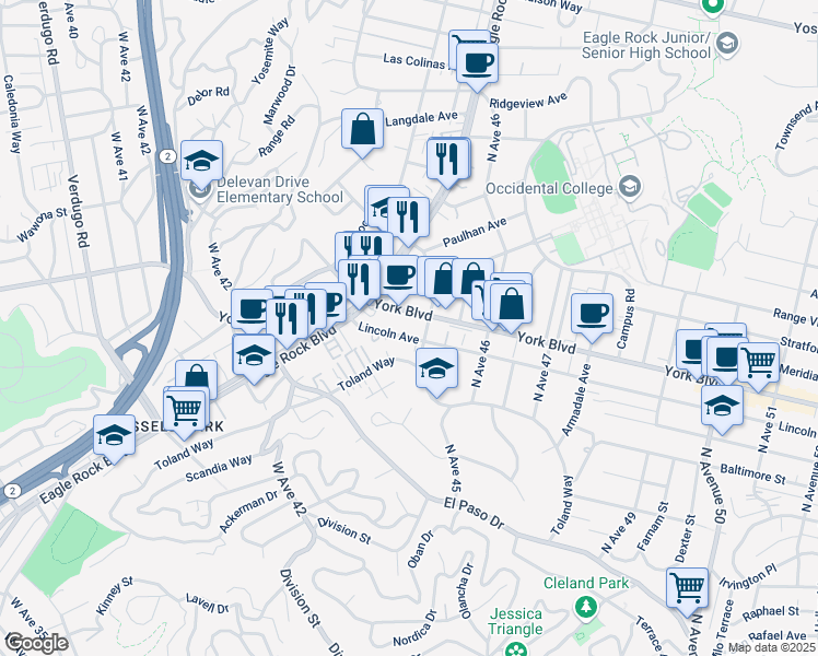 map of restaurants, bars, coffee shops, grocery stores, and more near 4430 York Boulevard in Los Angeles
