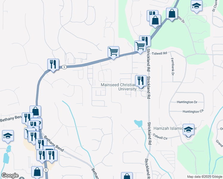 map of restaurants, bars, coffee shops, grocery stores, and more near 3552 Archgate Court in Milton