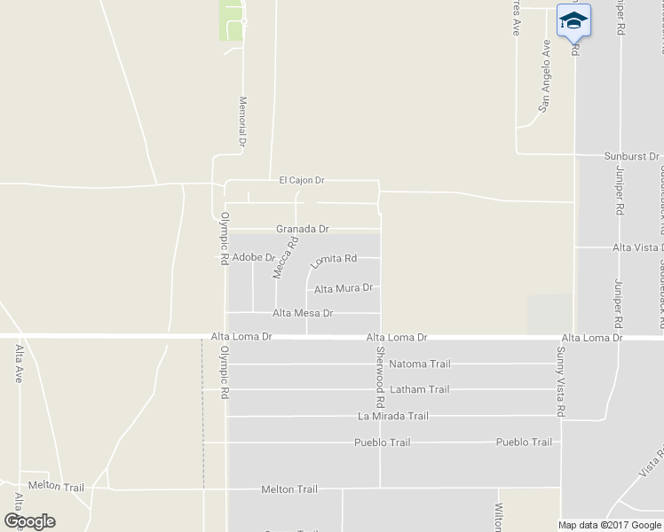 map of restaurants, bars, coffee shops, grocery stores, and more near 60369 Adobe Drive in Joshua Tree