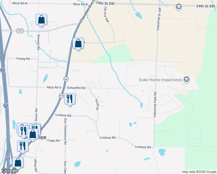 map of restaurants, bars, coffee shops, grocery stores, and more near 369 Schaeffel Road in Good Hope