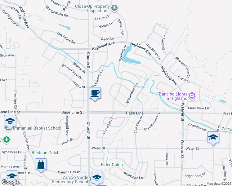 map of restaurants, bars, coffee shops, grocery stores, and more near 29104 Sandlewood Place in Highland