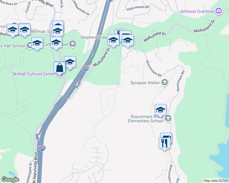 map of restaurants, bars, coffee shops, grocery stores, and more near 2759 Casiano Road in Los Angeles