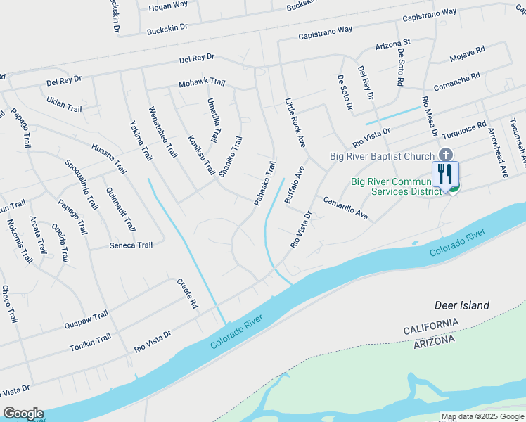 map of restaurants, bars, coffee shops, grocery stores, and more near 7285 Pahaska Trail in Big River