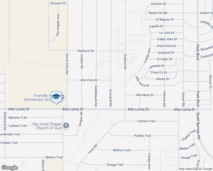 map of restaurants, bars, coffee shops, grocery stores, and more near 7164 Sunnyhill Road in Joshua Tree