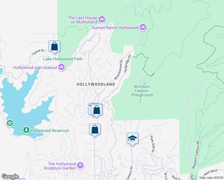 map of restaurants, bars, coffee shops, grocery stores, and more near 3033 Hollyridge Drive in Los Angeles