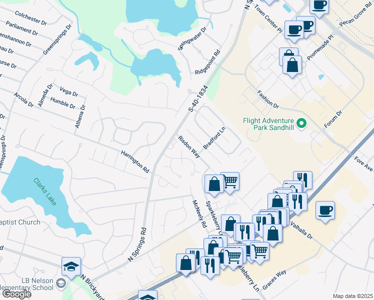 map of restaurants, bars, coffee shops, grocery stores, and more near 17 North Hillock Court in Columbia