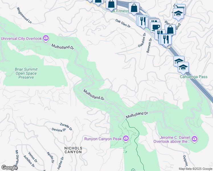 map of restaurants, bars, coffee shops, grocery stores, and more near 7422 Palo Vista Drive in Los Angeles