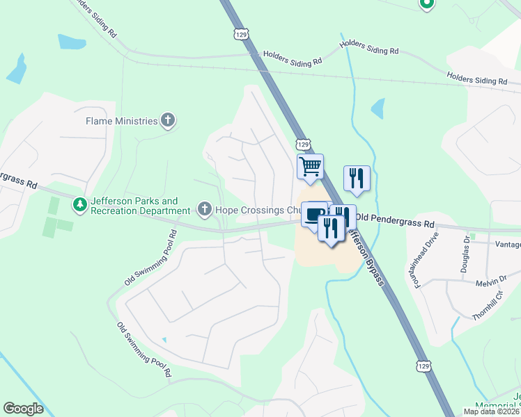 map of restaurants, bars, coffee shops, grocery stores, and more near 676 Cornish Way in Jefferson
