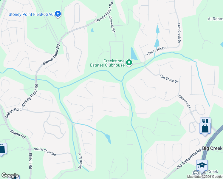 map of restaurants, bars, coffee shops, grocery stores, and more near 3210 Wills Mill Road in Cumming