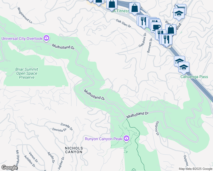 map of restaurants, bars, coffee shops, grocery stores, and more near 7422 Palo Vista Drive in Los Angeles