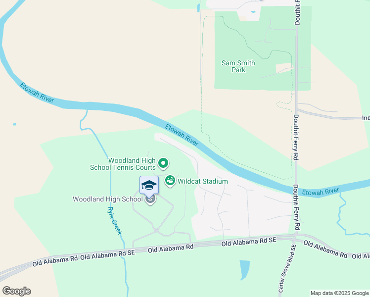 map of restaurants, bars, coffee shops, grocery stores, and more near 48 Seattle Slew Way in Cartersville