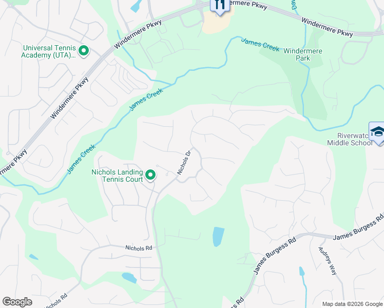 map of restaurants, bars, coffee shops, grocery stores, and more near 225 Nichols Drive in Suwanee