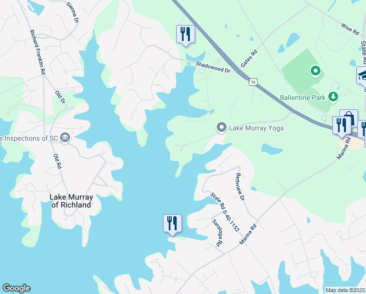 map of restaurants, bars, coffee shops, grocery stores, and more near 231 Twin Gate Road in Irmo