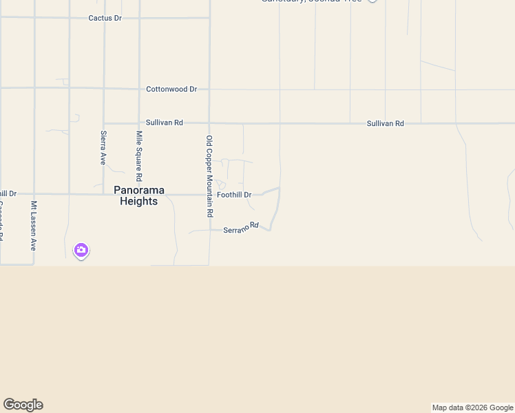 map of restaurants, bars, coffee shops, grocery stores, and more near 66425 Foothill Drive in Joshua Tree