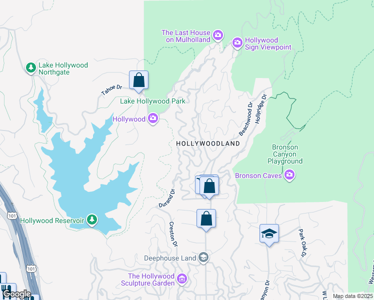 map of restaurants, bars, coffee shops, grocery stores, and more near 6469 Rodgerton Drive in Los Angeles