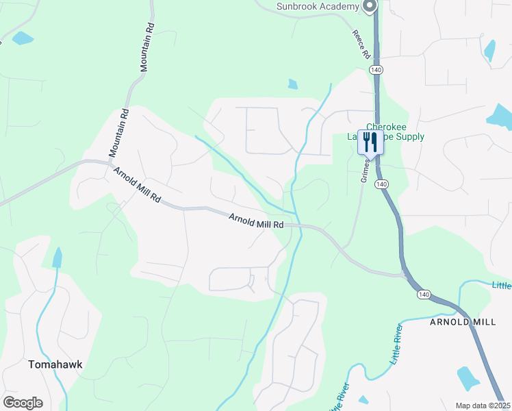 map of restaurants, bars, coffee shops, grocery stores, and more near 219 River Laurel Way in Woodstock