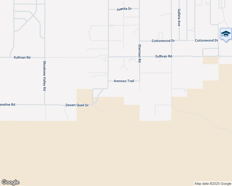 map of restaurants, bars, coffee shops, grocery stores, and more near 7121 Desert Quail Drive in Twentynine Palms