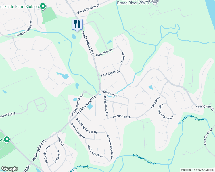 map of restaurants, bars, coffee shops, grocery stores, and more near 313 Beechwood Lane in Irmo