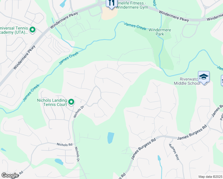 map of restaurants, bars, coffee shops, grocery stores, and more near 675 Moonlight Way in Suwanee