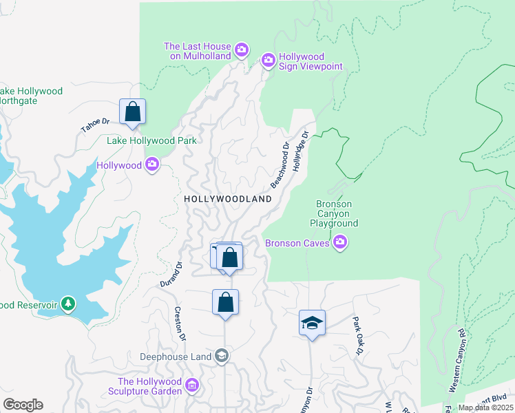 map of restaurants, bars, coffee shops, grocery stores, and more near 2940 North Beachwood Drive in Los Angeles