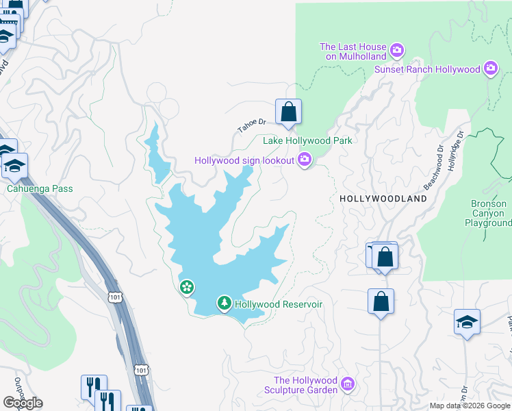 map of restaurants, bars, coffee shops, grocery stores, and more near in Los Angeles County