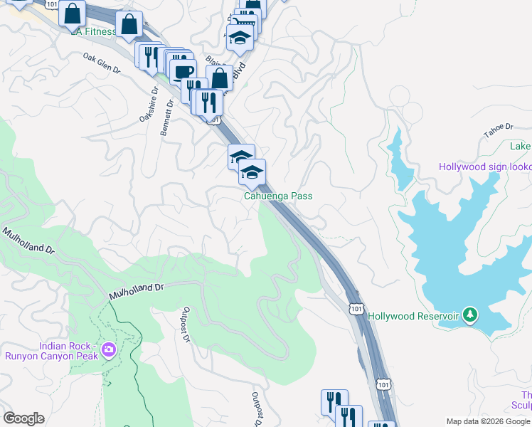 map of restaurants, bars, coffee shops, grocery stores, and more near 2909 Park Center Drive in Los Angeles
