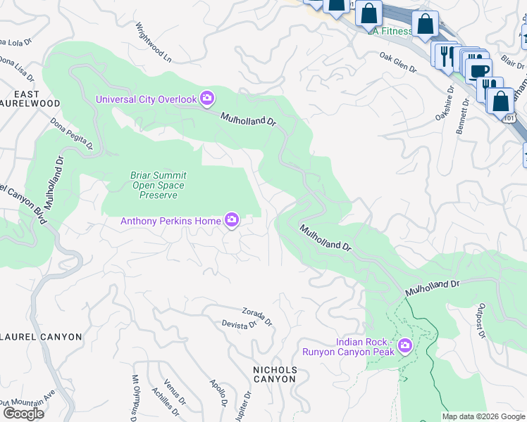 map of restaurants, bars, coffee shops, grocery stores, and more near 2921 Westbrook Avenue in Los Angeles