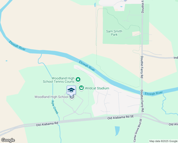 map of restaurants, bars, coffee shops, grocery stores, and more near 48 Seattle Slew Way in Cartersville