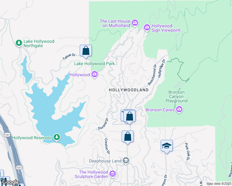map of restaurants, bars, coffee shops, grocery stores, and more near 6469 Rodgerton Drive in Los Angeles