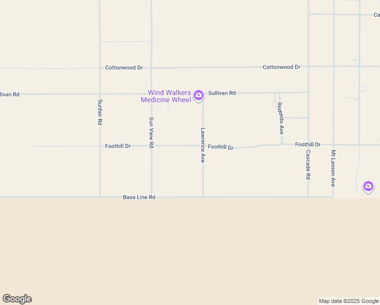 map of restaurants, bars, coffee shops, grocery stores, and more near 7190 Lawrence Avenue in Joshua Tree