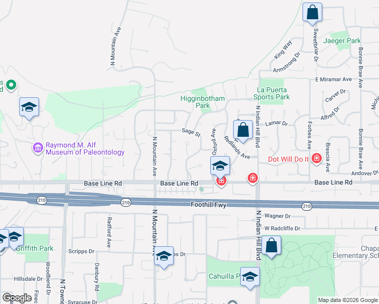 map of restaurants, bars, coffee shops, grocery stores, and more near 2209 Villa Maria Road North in Claremont