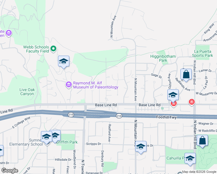 map of restaurants, bars, coffee shops, grocery stores, and more near 4461 Glen Way in Claremont