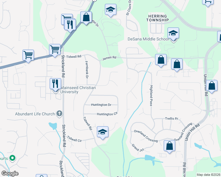 map of restaurants, bars, coffee shops, grocery stores, and more near 160 White Pines Drive in Alpharetta