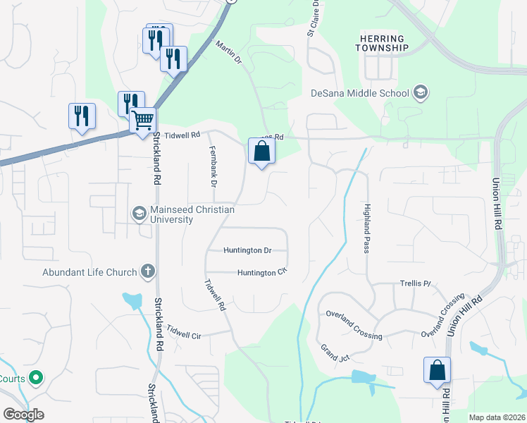 map of restaurants, bars, coffee shops, grocery stores, and more near 160 White Pines Drive in Alpharetta
