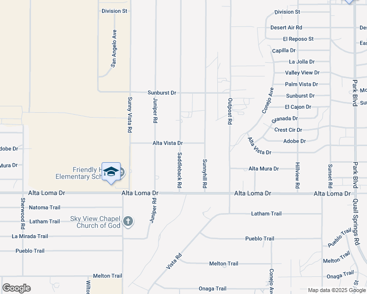 map of restaurants, bars, coffee shops, grocery stores, and more near 7119 Saddleback Road in Joshua Tree