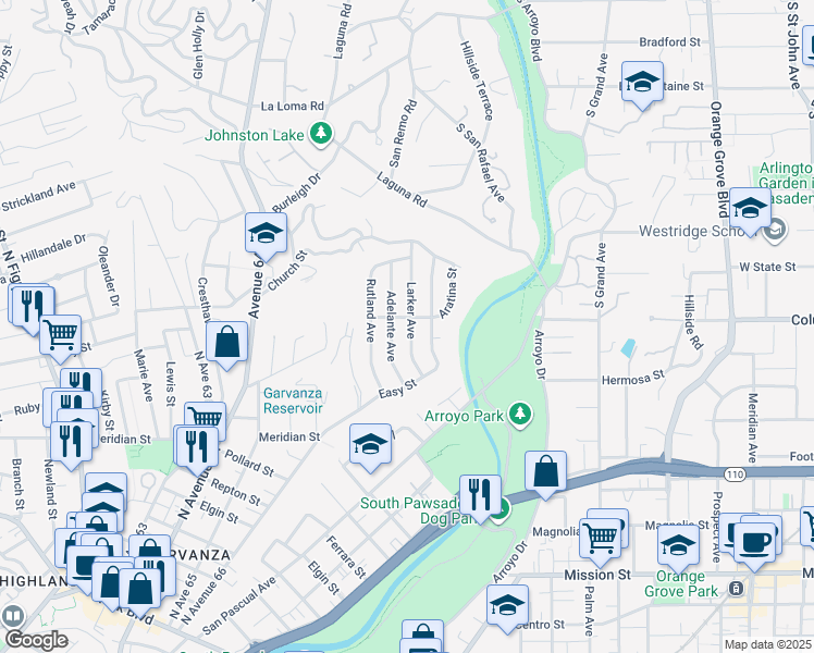 map of restaurants, bars, coffee shops, grocery stores, and more near 961 Adelante Avenue in Los Angeles
