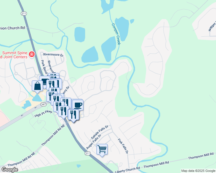 map of restaurants, bars, coffee shops, grocery stores, and more near 2659 Red Mulberry Lane in Braselton