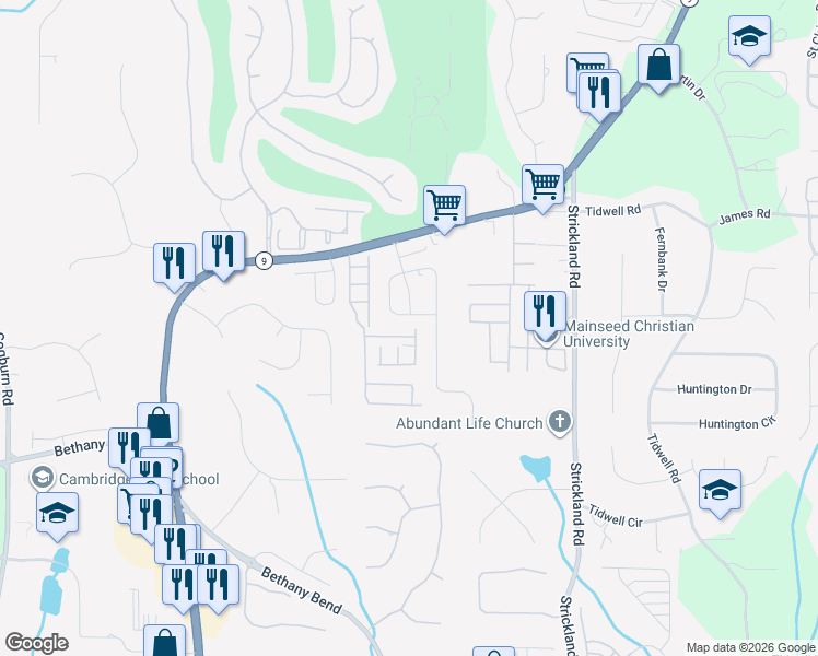 map of restaurants, bars, coffee shops, grocery stores, and more near 3394 Galleon Drive in Alpharetta