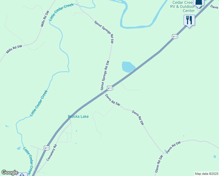 map of restaurants, bars, coffee shops, grocery stores, and more near 7324b Cave Spring Road Southwest in Cave Spring