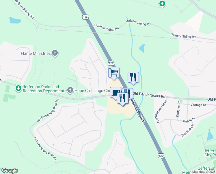 map of restaurants, bars, coffee shops, grocery stores, and more near 70 Red Bud Road in Jefferson