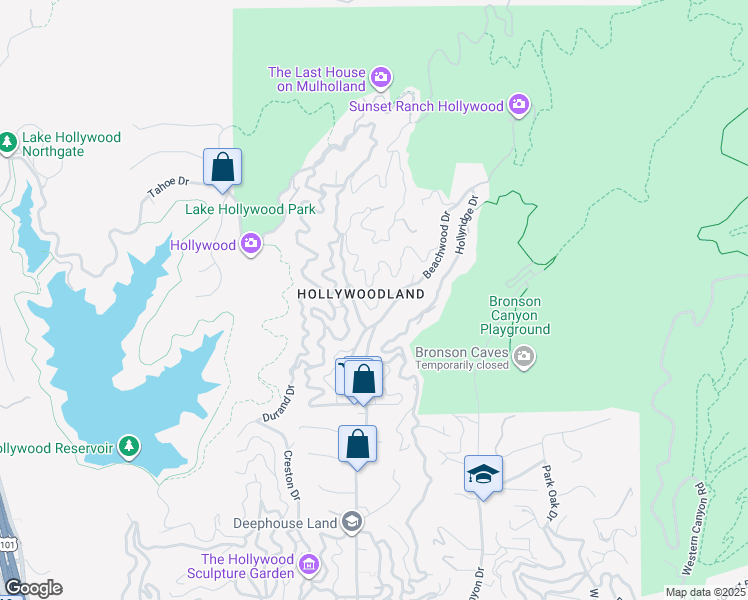 map of restaurants, bars, coffee shops, grocery stores, and more near 3101 Belden Drive in Los Angeles