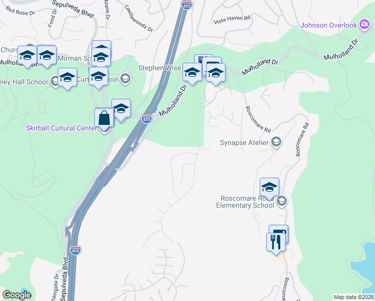 map of restaurants, bars, coffee shops, grocery stores, and more near 2759 Casiano Road in Los Angeles