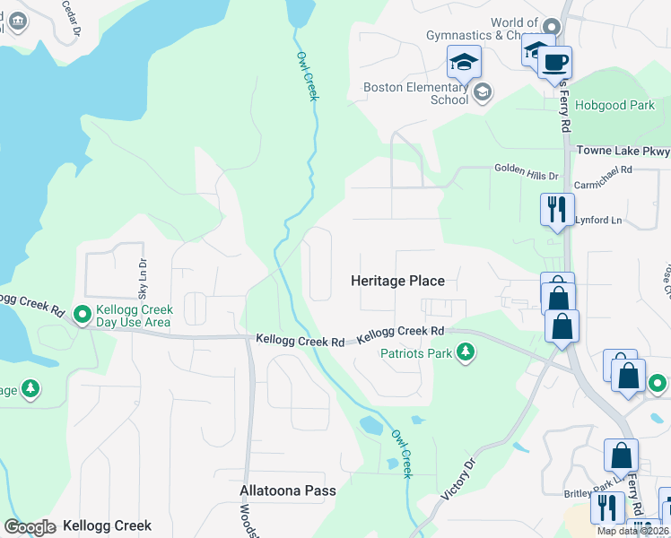 map of restaurants, bars, coffee shops, grocery stores, and more near 231 Shoals Bridge Road in Acworth