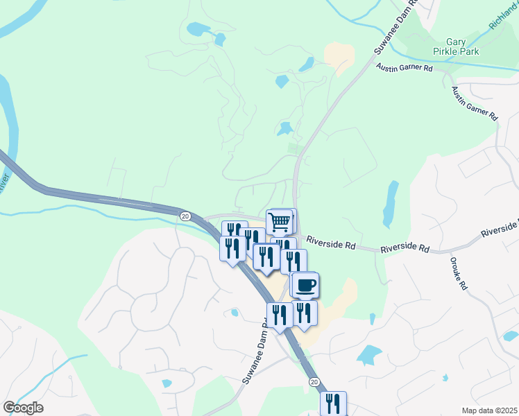 map of restaurants, bars, coffee shops, grocery stores, and more near 5968 Eagle Tiff Lane Northeast in Sugar Hill