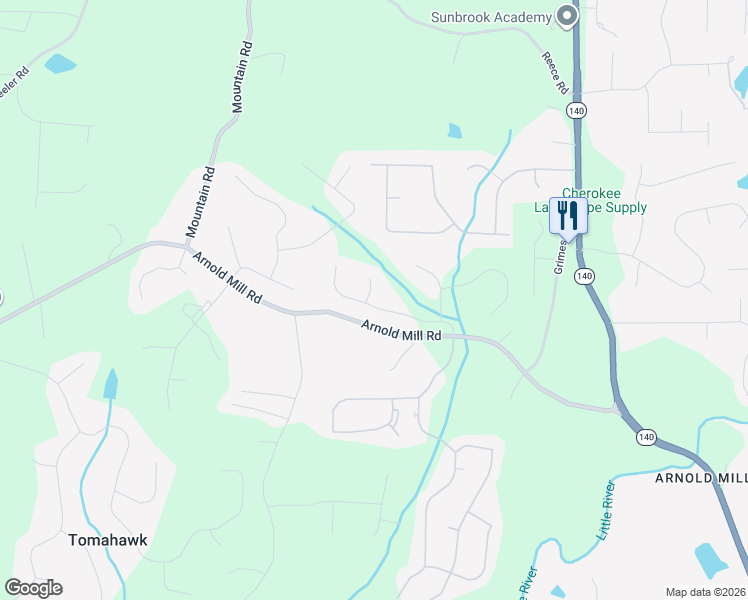 map of restaurants, bars, coffee shops, grocery stores, and more near 400 Laurel Park in Woodstock