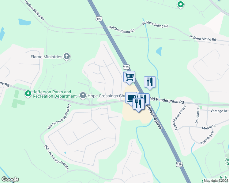 map of restaurants, bars, coffee shops, grocery stores, and more near 834 Jasmine Drive in Jefferson