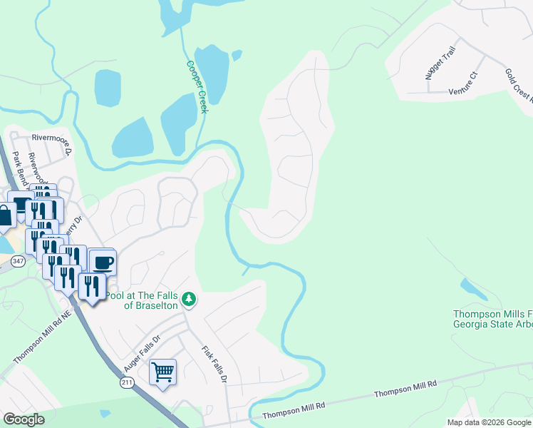 map of restaurants, bars, coffee shops, grocery stores, and more near 9056 Lexington Ct in Braselton
