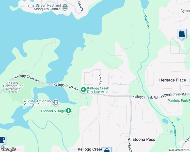 map of restaurants, bars, coffee shops, grocery stores, and more near 6878 West Woodcliffe Court in Acworth