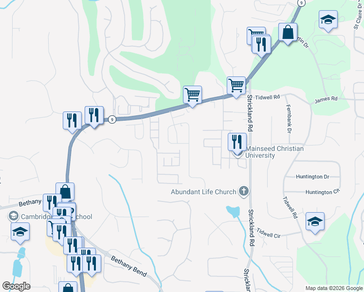 map of restaurants, bars, coffee shops, grocery stores, and more near 3304 Archgate Court in Milton